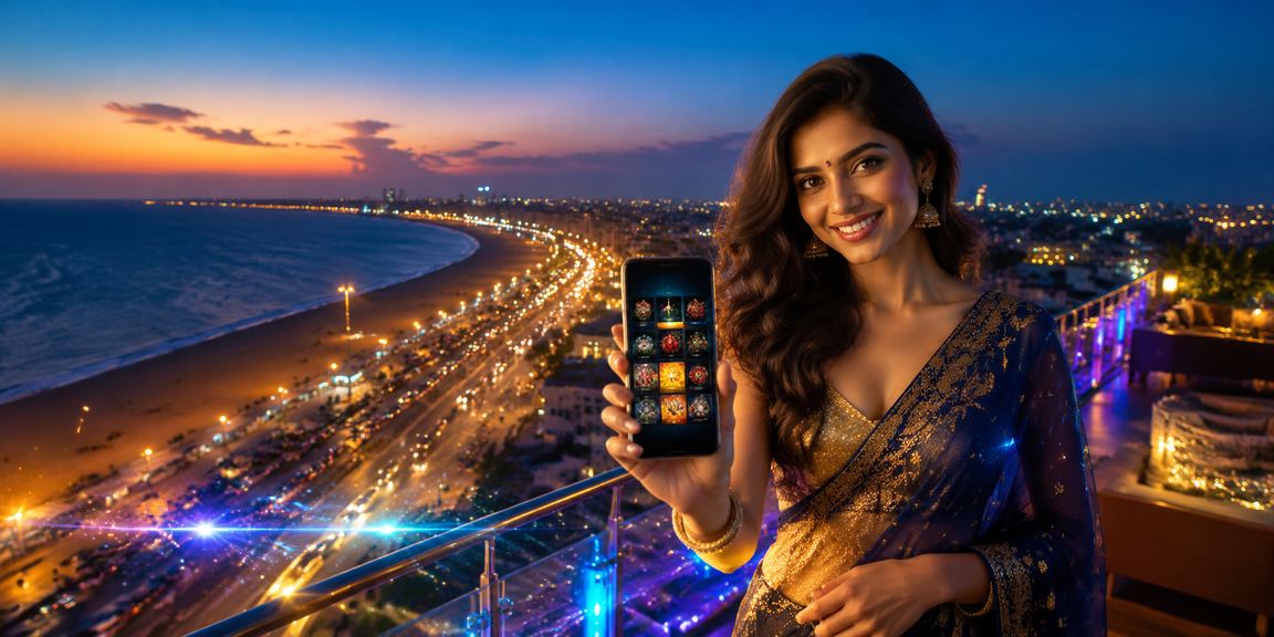 Mobile user browsing 50q casino games at Chennai beach