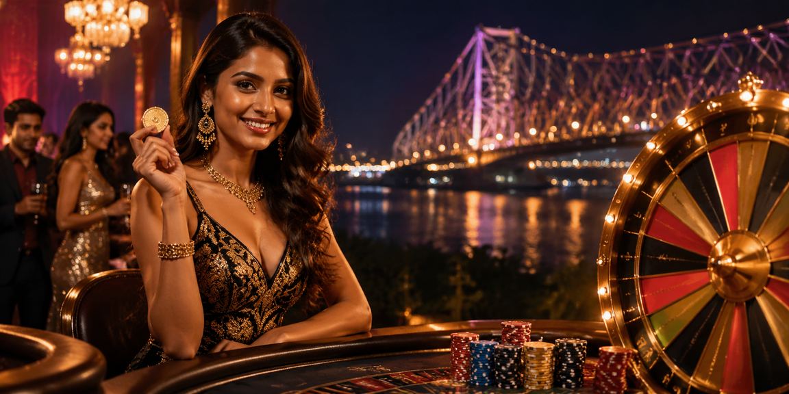 Roulette table lights at night in Kolkata